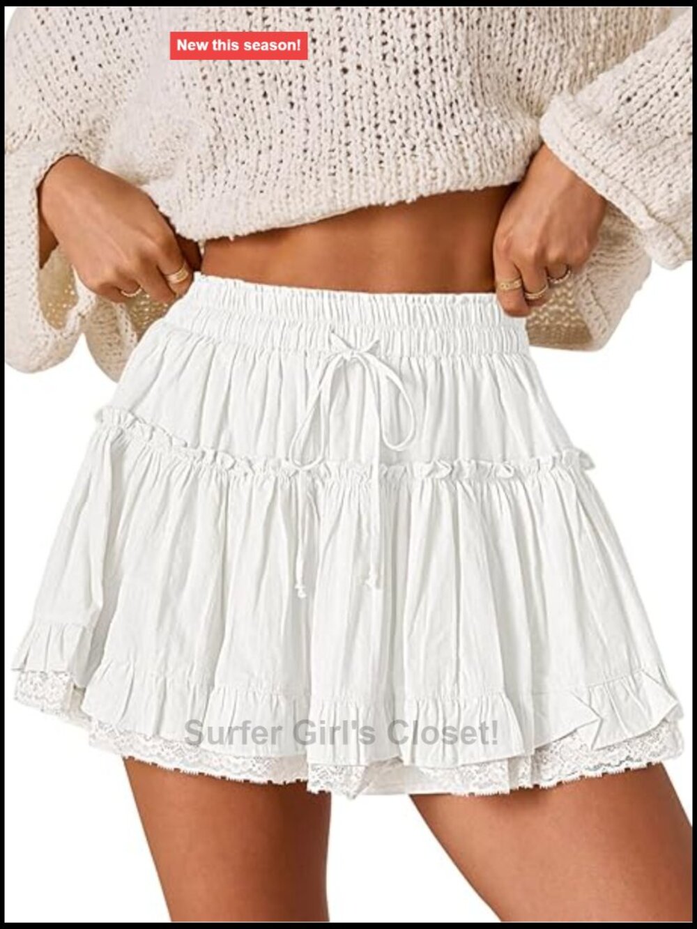 Flowy Lace Ruffle Skort with Built-in Shorts High Waisted Cotton Summer Outfit